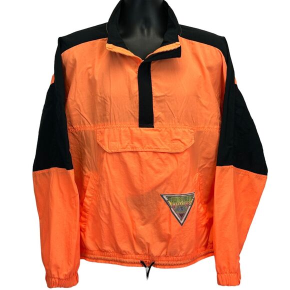 Vintage 90s BB Surf Windbreaker Jacket Mens XL X-Large Orange Surfer Surfing - Picture 1 of 7